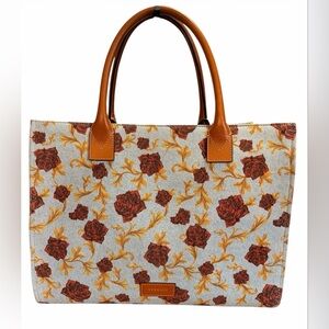 Versace Floral Canvas Tote Bag